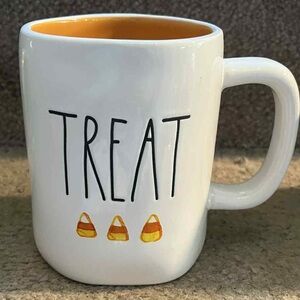 Rae Dunn White Mug with Candy Corn Design